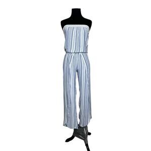 Samantha Dru Blue Striped Tulip Pant Strapless Jumpsuit Size XSP